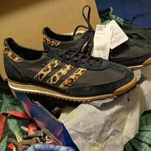 Adidas Black and Leopard Print Men's Shoes